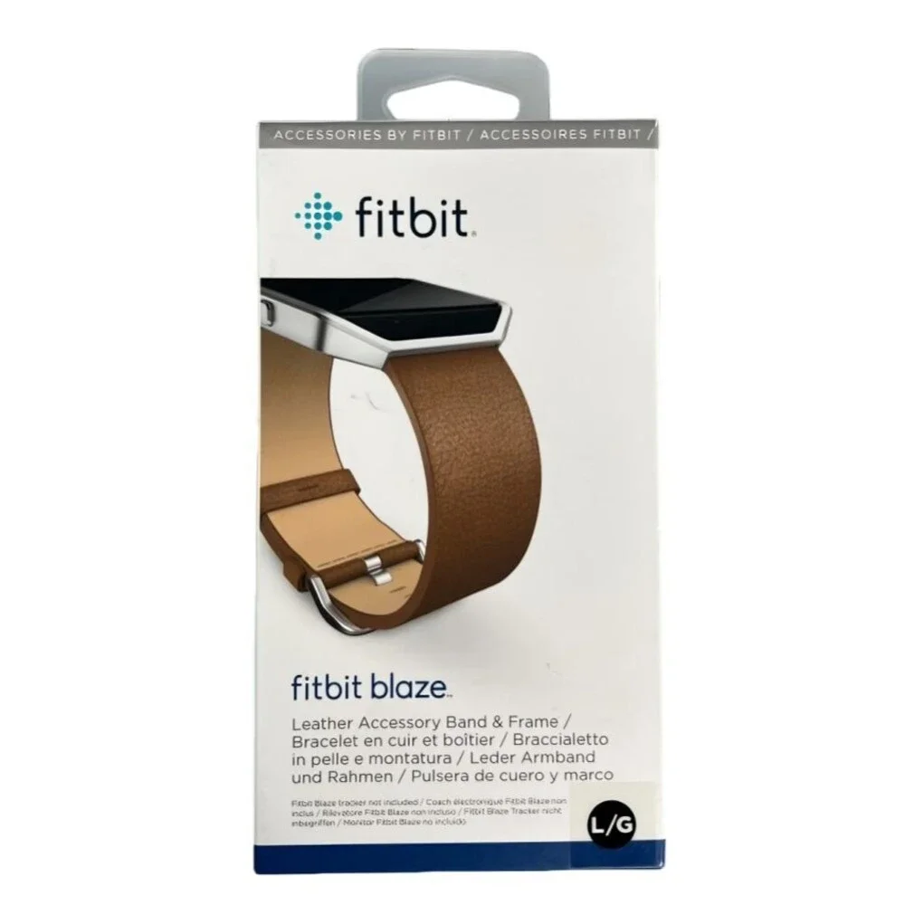 Fitbit Blaze Large Replacement Leather Slim Wrist Band & Frame Camel Brown OEM